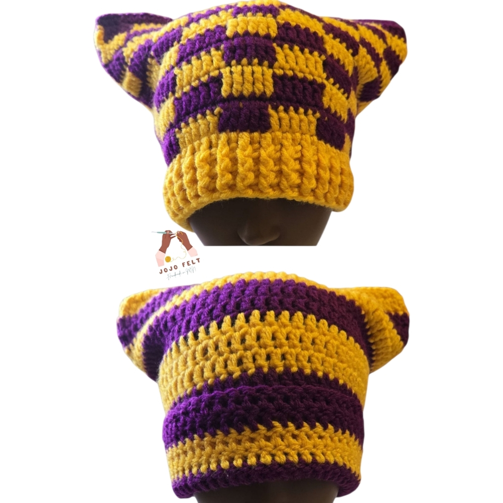 Two "Vikings Fan" Crochet Cat Beanies Bundle, Adult, Unisex, HandmadeByMe, OFFER